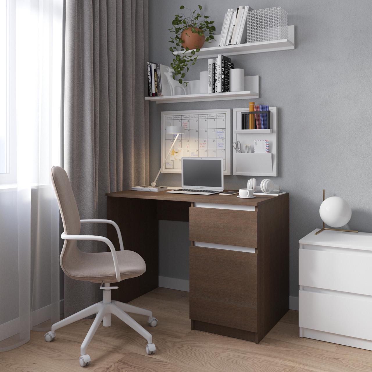 Стіл комп’ютерний з тумбою Вайс R-18 1000х600х755 мм Венге Темний/Білі планки (30477129) Стіл комп’ютерний з тумбою Вайс R-18 1000х600х755 мм Венге Темний/Білі планки (30477129)