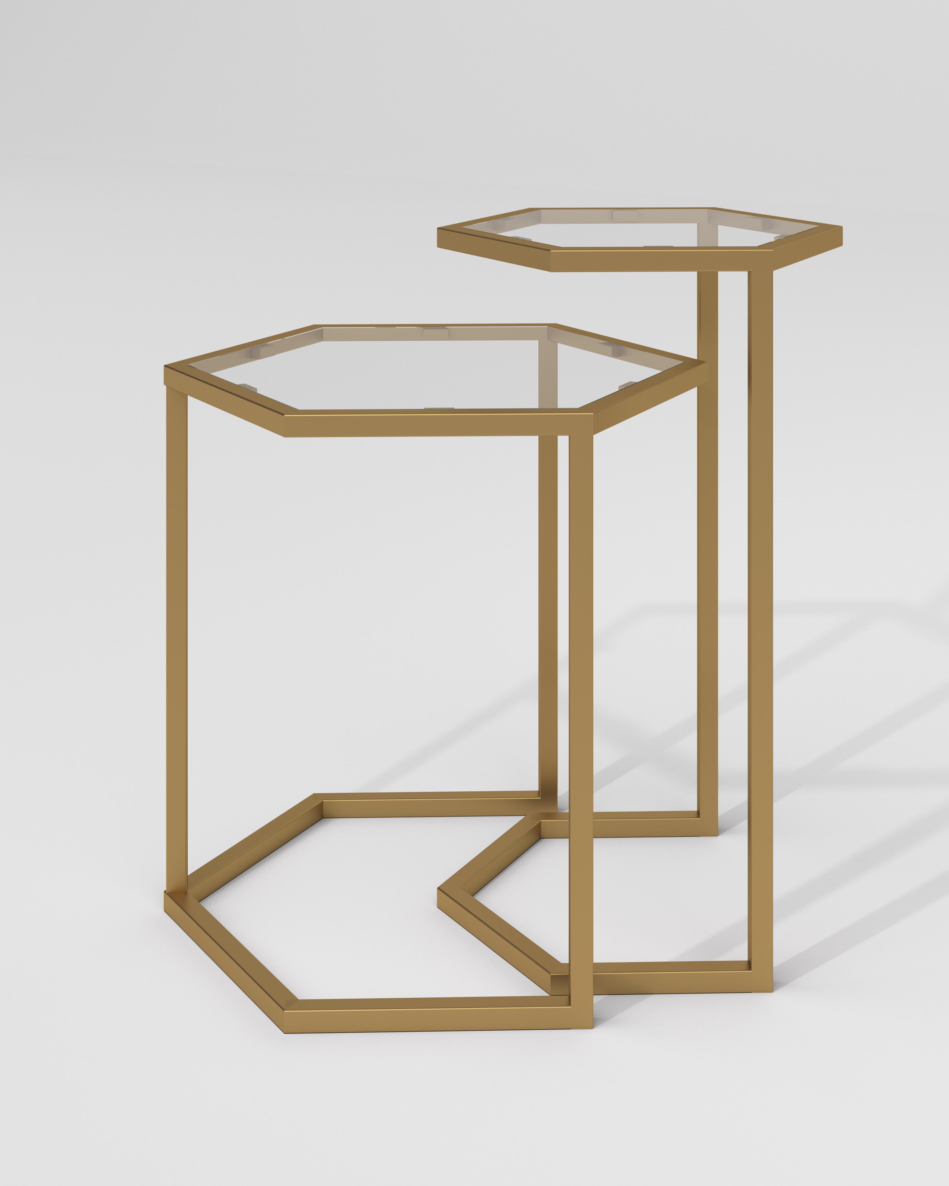 Комплект столиков из металла и стекла KS6-MS 500х400 мм