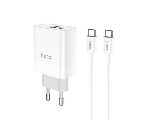 Устройство зарядное сетевое Hoco C80A USB 3.1A PD QC3.0 18 W Type-C-Type-C 1 м White