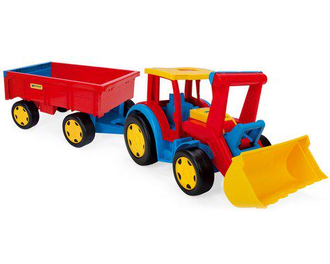 Детская каталка Трактор с ковшом и прицепом гигант (66300)