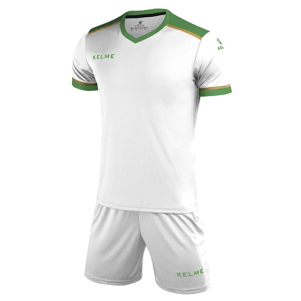 Комплект футбольной формы Kelme Segovia к/р 2XL Белый/Зеленый