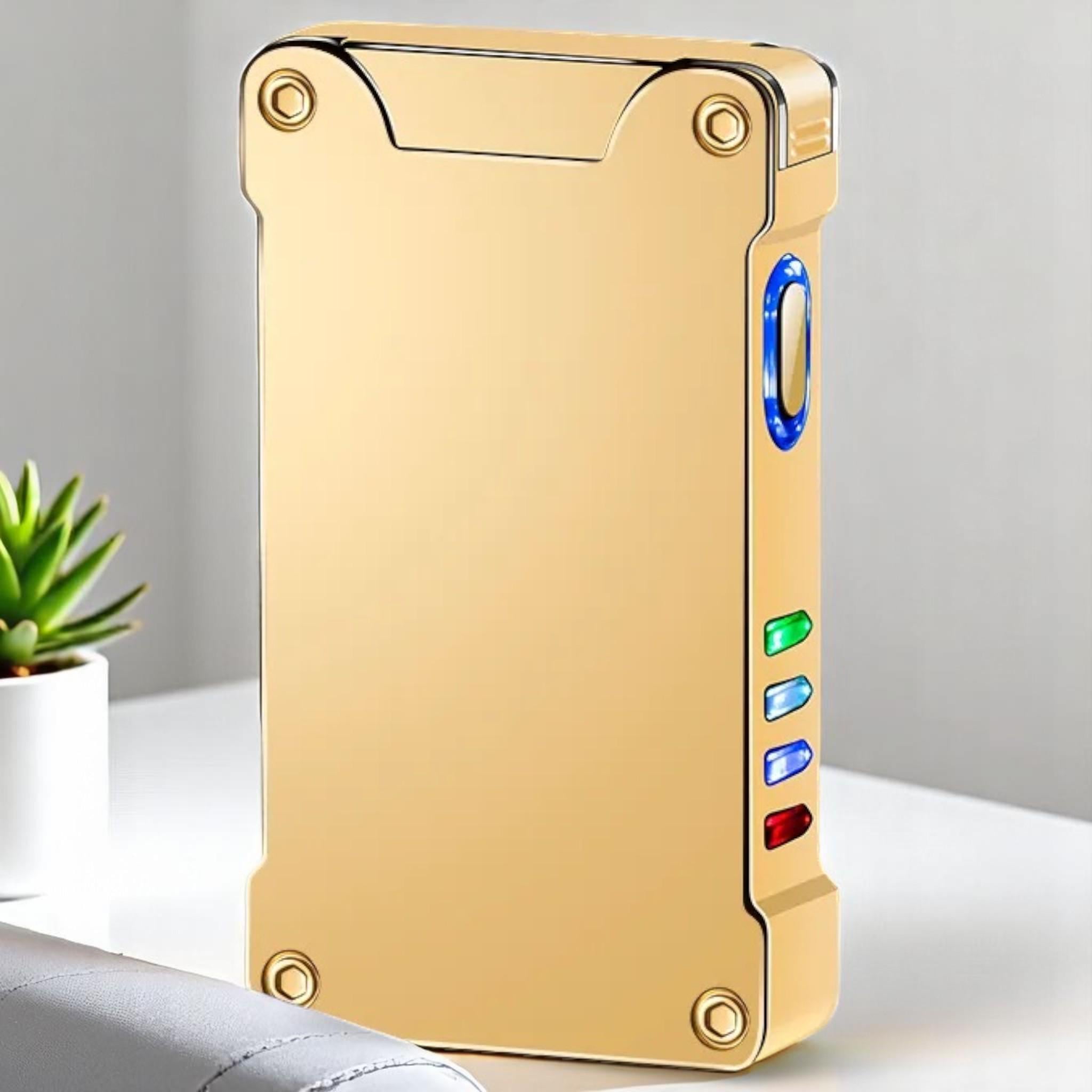 Зажигалка электроимпульсная Lighter HL-437 USB с перекрестной молнией фонариком и индикатором заряда Gold (25900061)