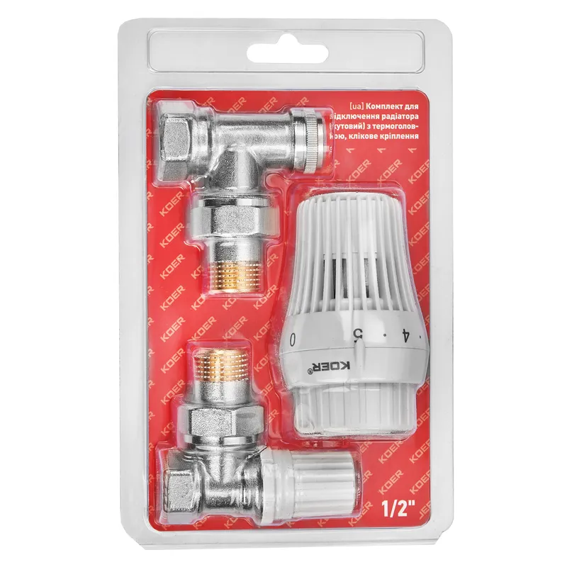 Термокомплект для радіатора KOER SET-23 KR5284 кутовий 1/2" з налаштуванням Термокомплект для радіатора KOER SET-23 KR5284 кутовий 1/2" з налаштуванням