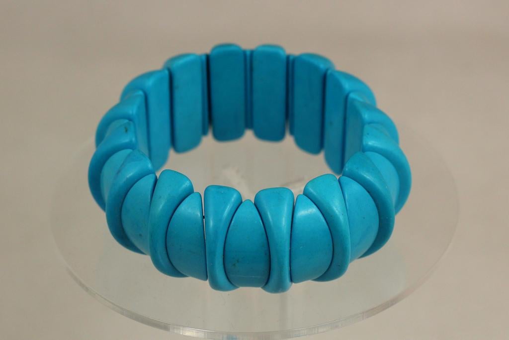 Браслет Xuping Jewelry имитация бирюзы со сложенными звеньями 21 см Серебристый (31373274)