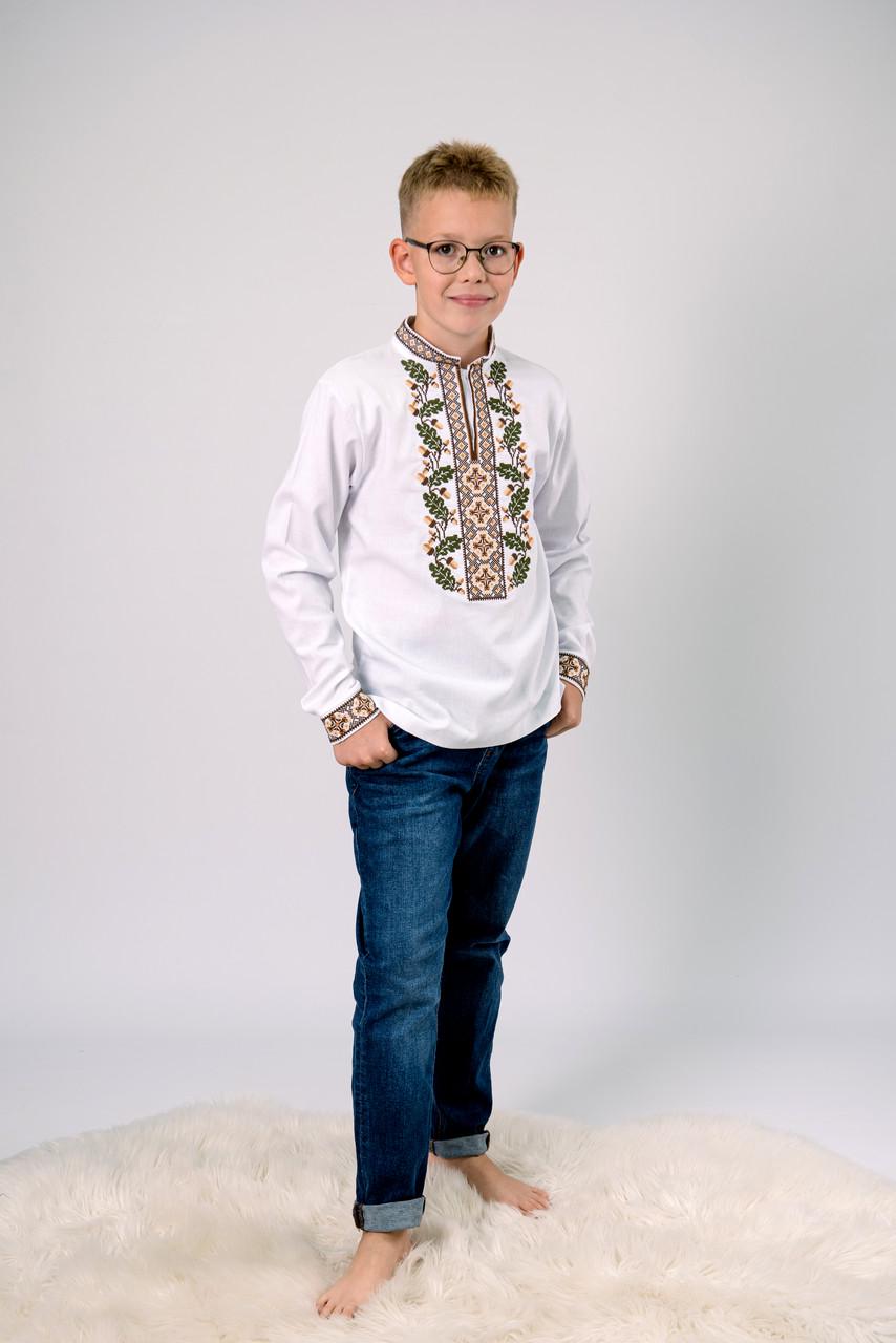 Вышиванка льняная на мальчика с длинным рукавом 110 см Белый (2140667932) - фото 4 Вышиванка льняная на мальчика с длинным рукавом 110 см Белый (2140667932) - фото 4
