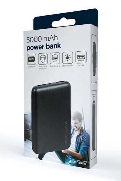 Повербанк Gembird PB05-02 5000mAh Black - фото 3