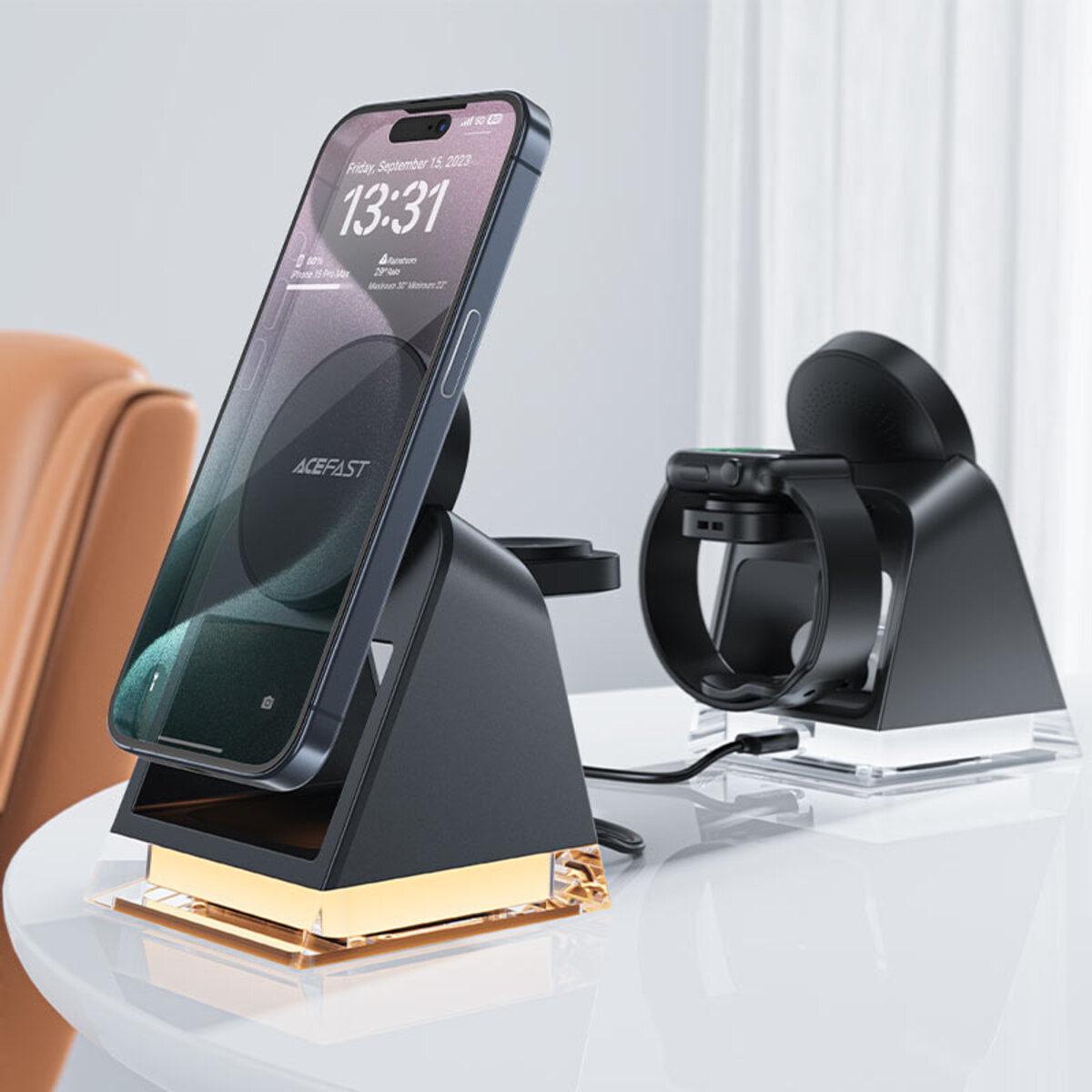 Зарядний пристрій бездротовий Acefast E17 desktop wireless charging holder Black (6974316282815) - фото 5