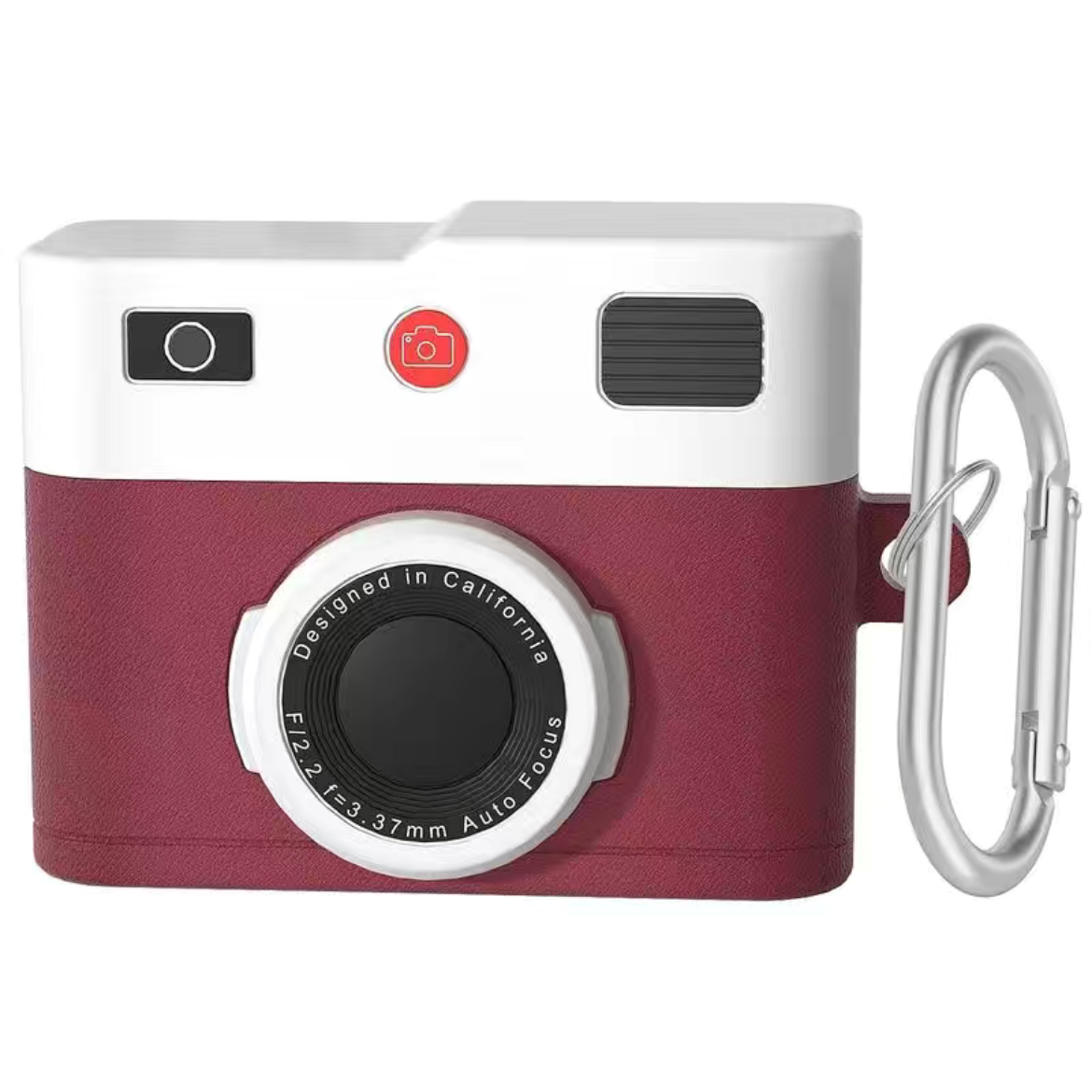 Чехол для наушников AirPods PRO 2 силиконовый с текстурой кожи с карабином Бордовый (2151481211) - фото 1