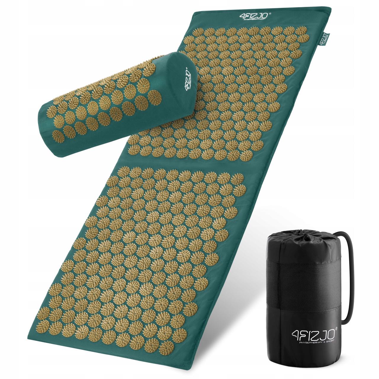 Килимок акупунктурний з валиком 4fizjo Classic Mat XL Аплікатор Кузнєцова Navy Green/Gold (P-5907739313317) Килимок акупунктурний з валиком 4fizjo Classic Mat XL Аплікатор Кузнєцова Navy Green/Gold (P-5907739313317)