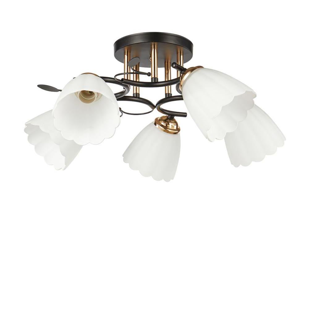 Люстра стельова Light House SC-20274/5 BK/FG D550х240 плафон білий Чорний/Золотий