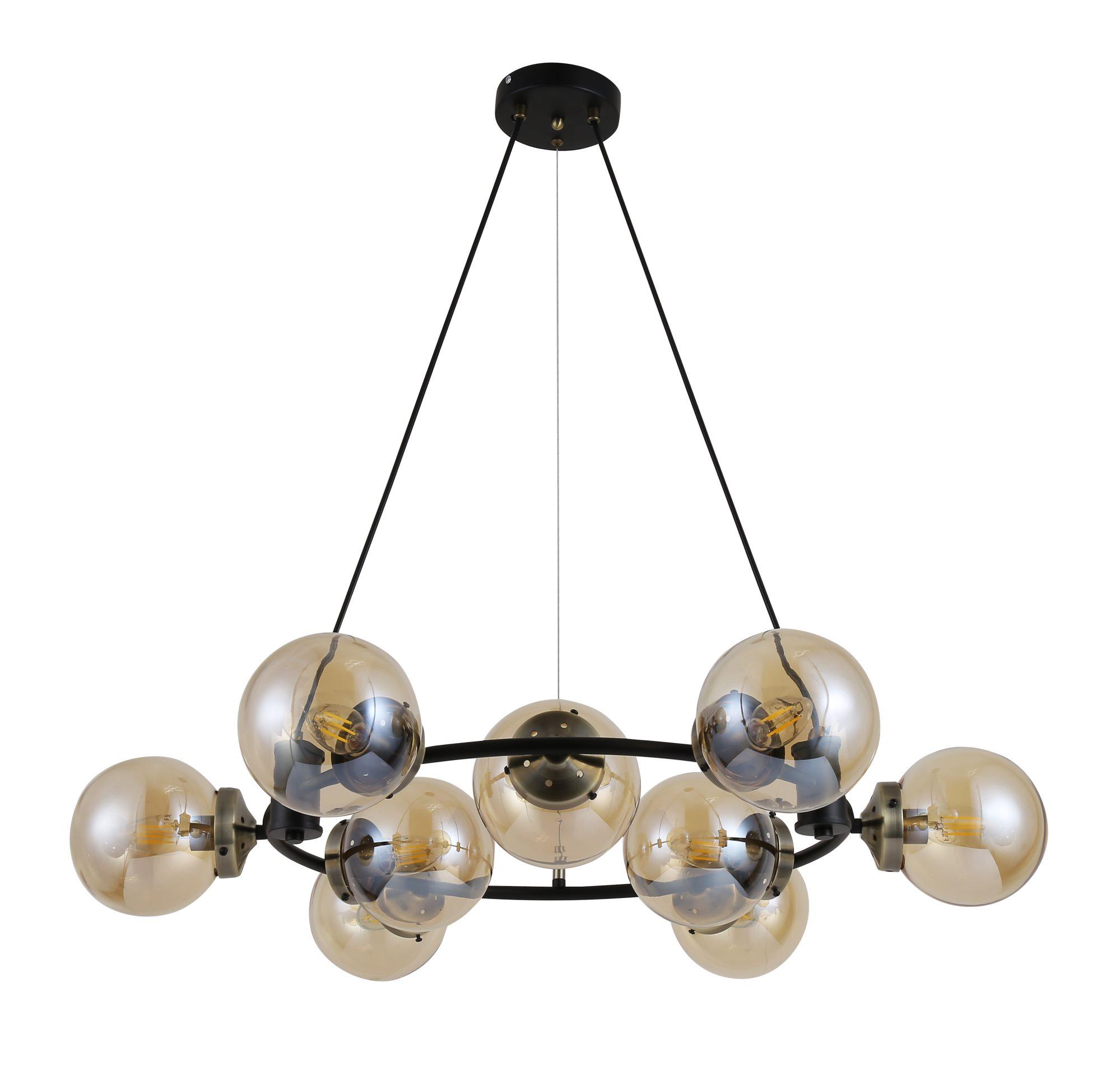 Люстра декоративная 74405/9 на 9 плафонов Antique Brass/Matte Black