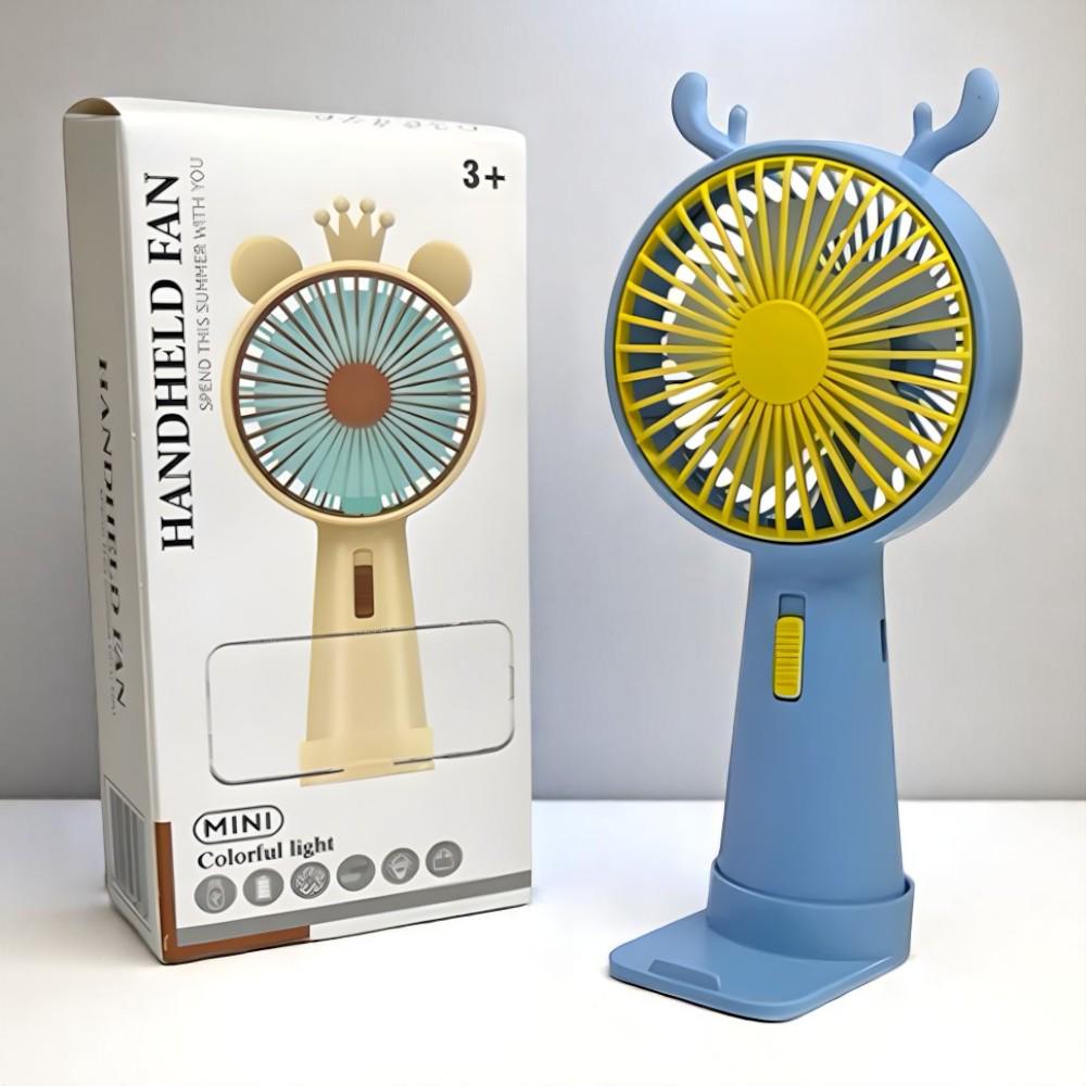 Вентилятор портативний Оленя з ріжками на акумуляторі та USB Блакитний (51-бла-39559) - фото 1 Вентилятор портативний Оленя з ріжками на акумуляторі та USB Блакитний (51-бла-39559) - фото 1