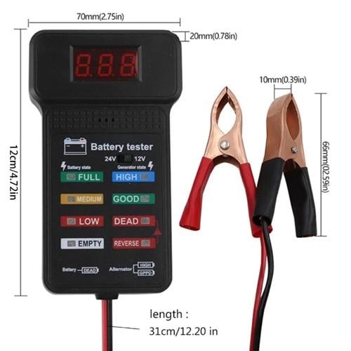 Тестер-індикатор стану автомобільного акумулятора 12-24V з затискачами ЖК Black (928053) - фото 5 Тестер-індикатор стану автомобільного акумулятора 12-24V з затискачами ЖК Black (928053) - фото 5