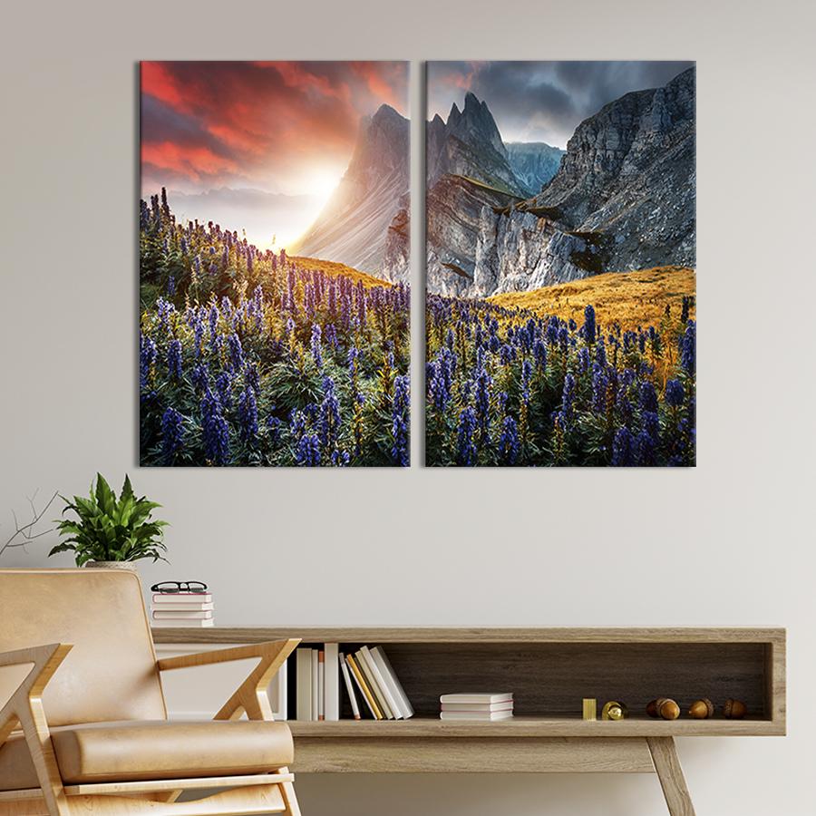 Модульная картина на холсте Диптих Горный люпин 71x51 см (644-2)