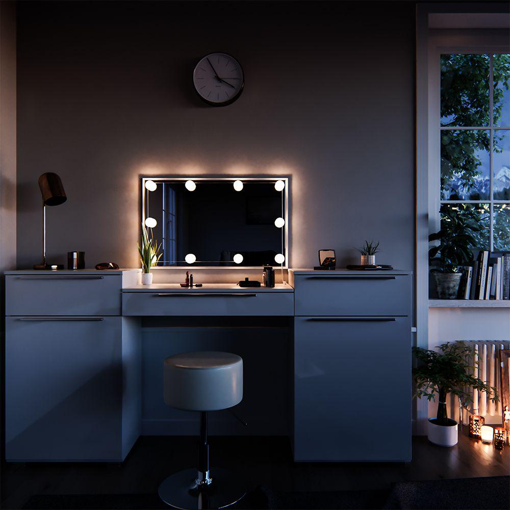 Туалетный столик Vicco Lilli со стулом 190x90 Белый глянец - фото 4 Туалетный столик Vicco Lilli со стулом 190x90 Белый глянец - фото 4