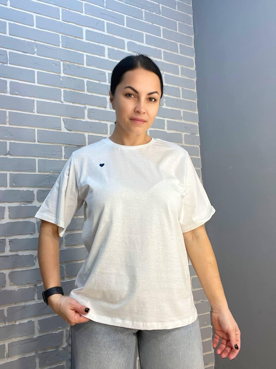 Футболка жіноча PEPPER MINT AF24-06 вишивка серце базова L Білий (1628)