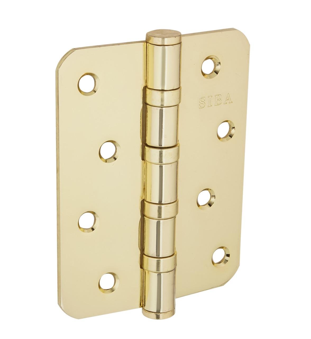 Петля дверна Siba універсальна радіусна 100 мм Полірована латунь (R4 BB 4"х3"х3 мм FHP BP)
