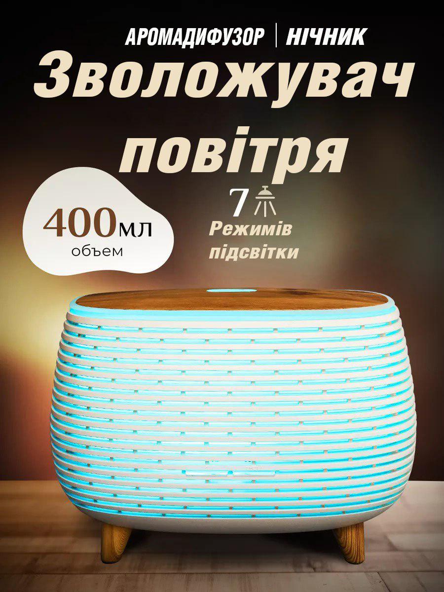 Зволожувач повітря ультразвуковий Holdmay 7 режимів підсвічування 400 мл Білий (70492L) - фото 3