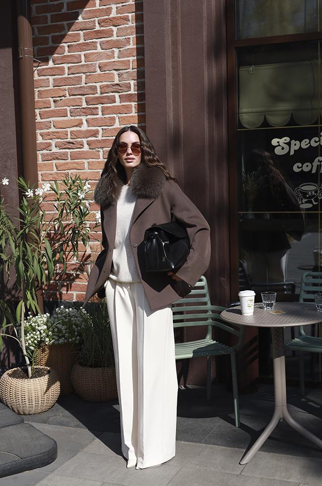 Пальто Lipar укороченное со съемным мехом р. 50 Шоколад (6317) - фото 3 Пальто Lipar укороченное со съемным мехом р. 50 Шоколад (6317) - фото 3