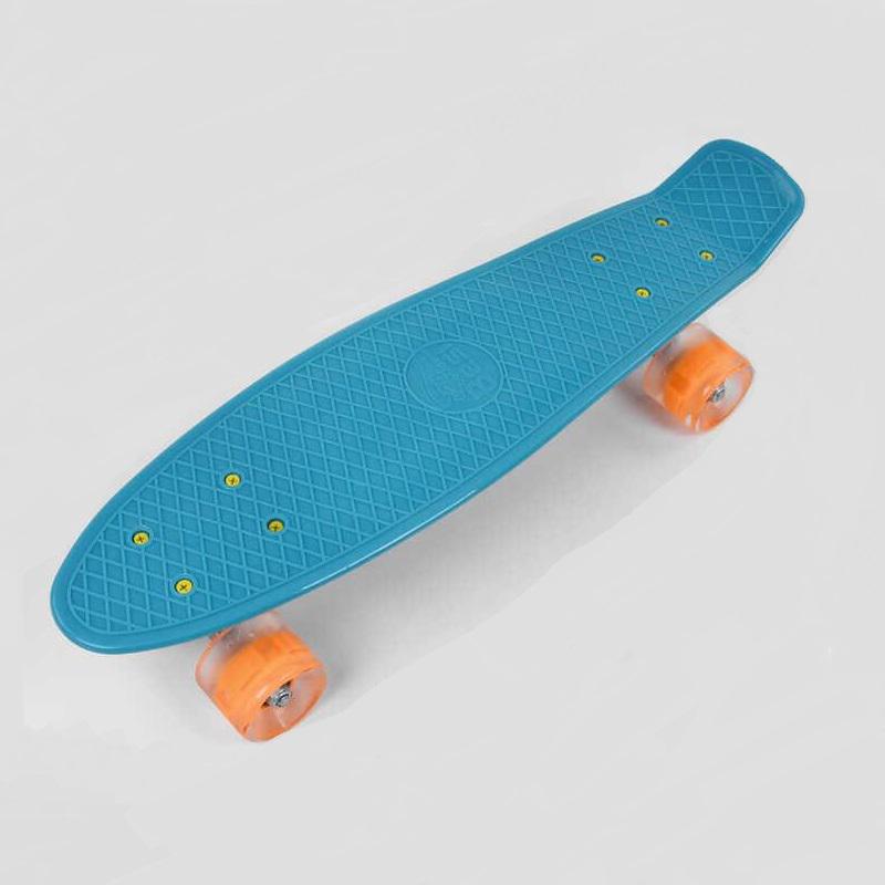 Скейт Пенні борд Best Board з PU колесами що світяться Blue (99979)