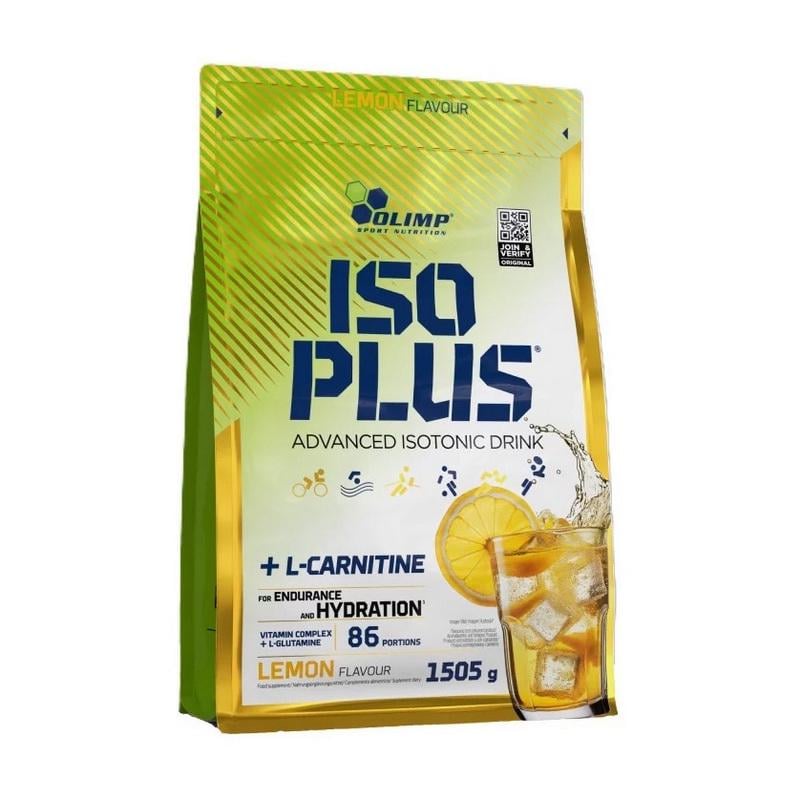 Изотоник с электролитами Olimp Iso Plus + L-Carnitine 1,5 кг Лимон