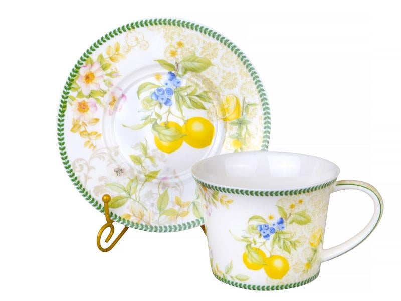 Чашка чайна Lefard Лимон порцелянова з блюдцем 220 мл (924-368)