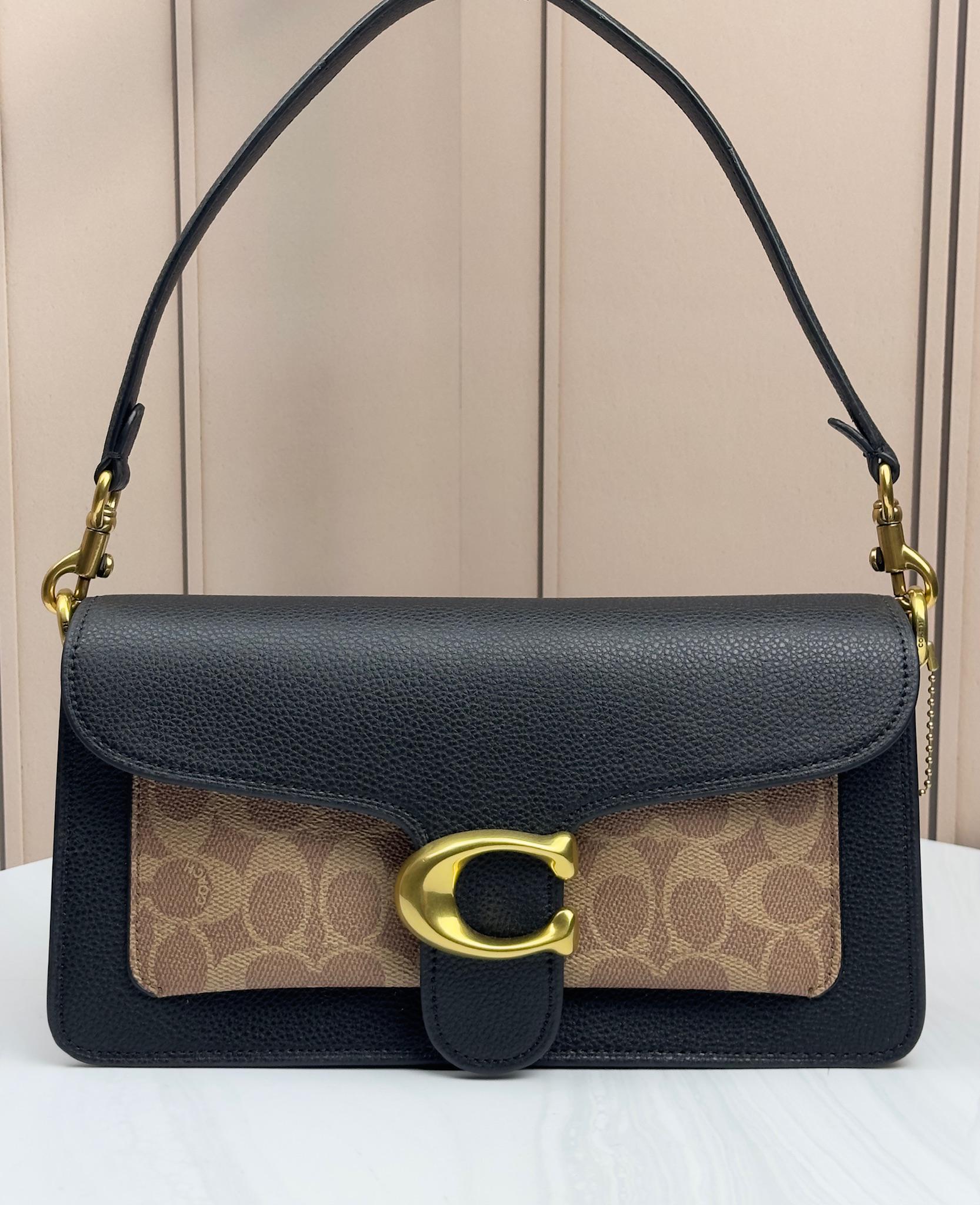 Сумка женская кожаная Coach Tabby Shoulder Bag Багет Черный