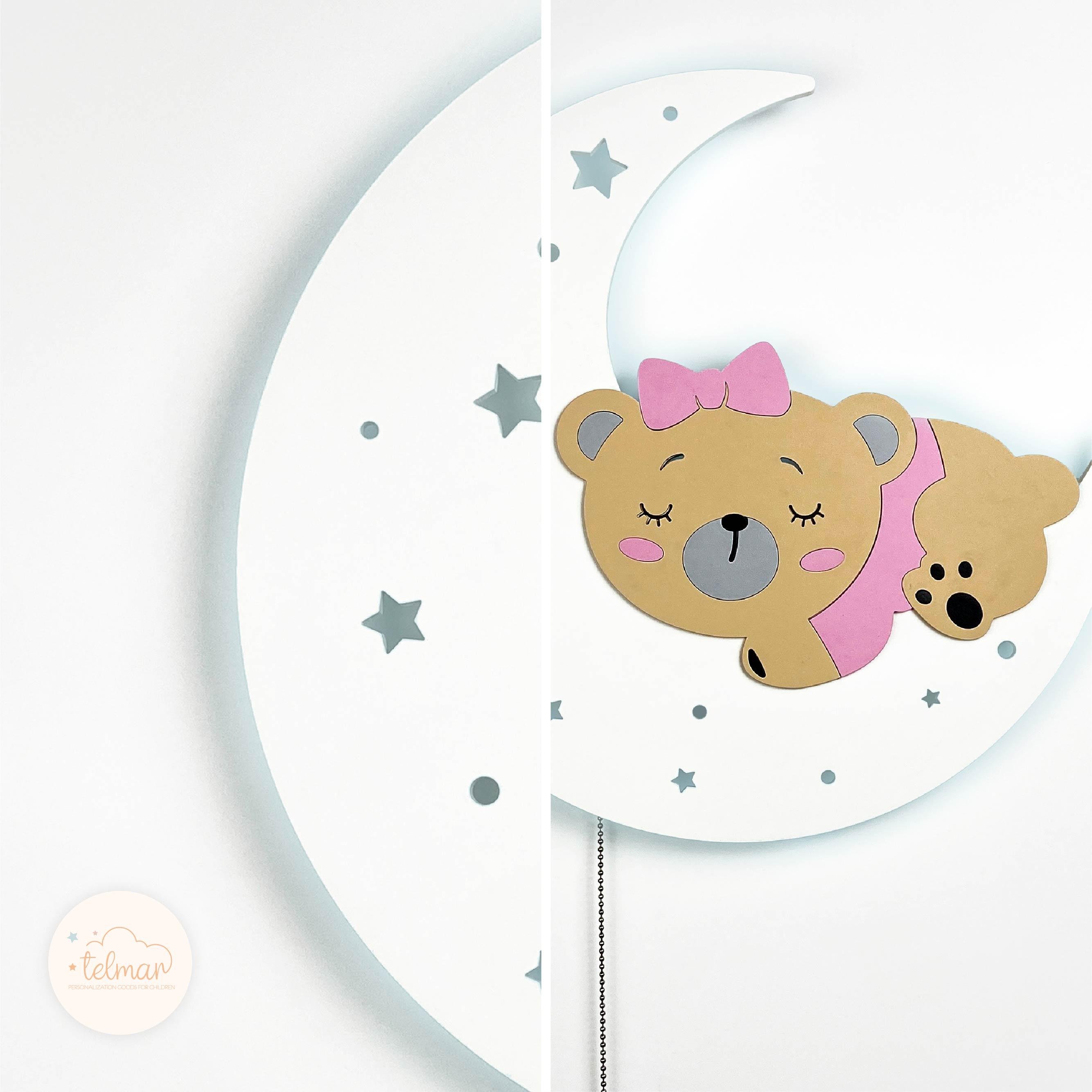 Ночник детский LED Мишка на луне Розовый (031) - фото 4 Ночник детский LED Мишка на луне Розовый (031) - фото 4