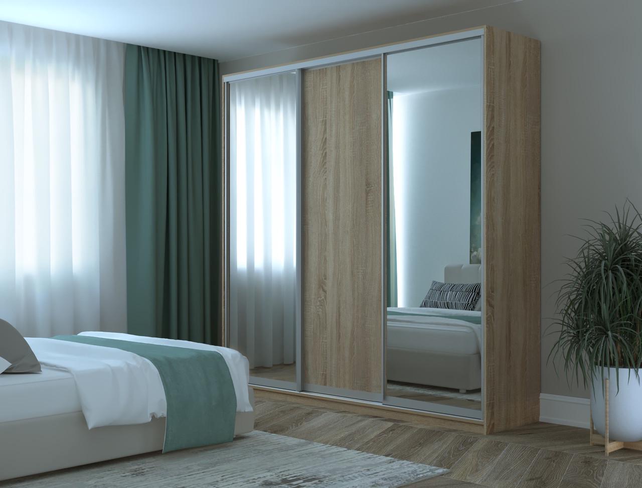 Шкаф-купе трехдверный Doros Сити 24 238х60х240 см Дуб Сонома/2 Зеркала (DRS-011050)