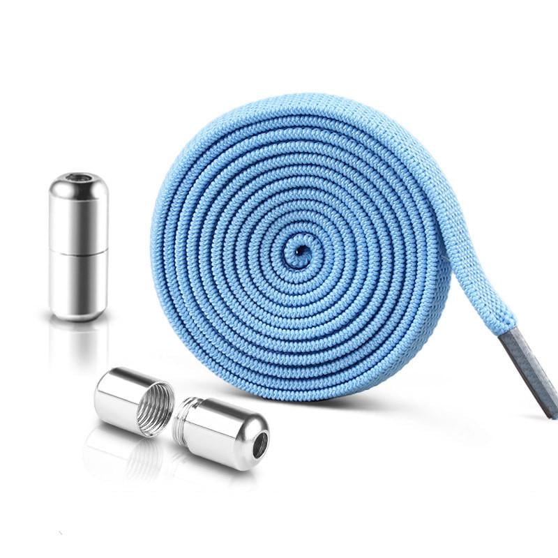 Шнурки для обуви плоские с серебряным зажимом резиновые Голубой (22874824) - фото 1