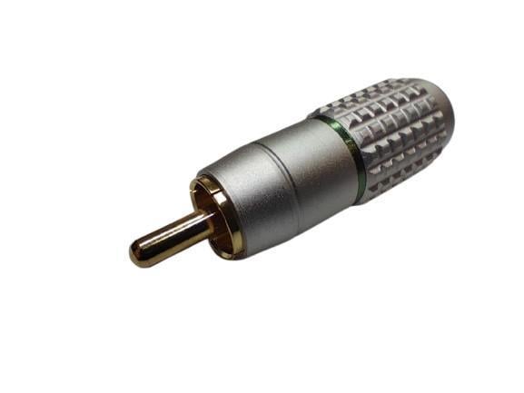 Разъем RCA Avvicon AC-MR-37AG штекер кабельный на кабель до 7 мм позолоченные контакты Серебристый/Зеленый маркировка (000000664)