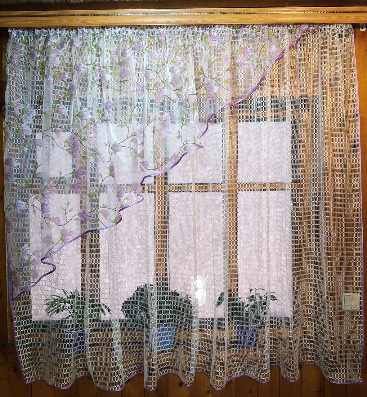 Шторы Фаина левая Сиреневая веточка/Молочный (1651967814) Шторы Фаина левая Сиреневая веточка/Молочный (1651967814)