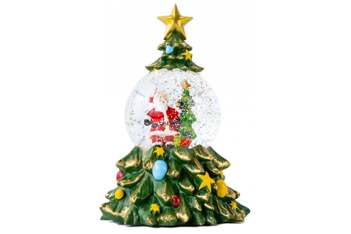 Шар-ночник снежная новогодняя Елка LED XHF-8001 5 мелодий с LED-подсветкой от USB или батареек 15x15x23 см (opt-105138)