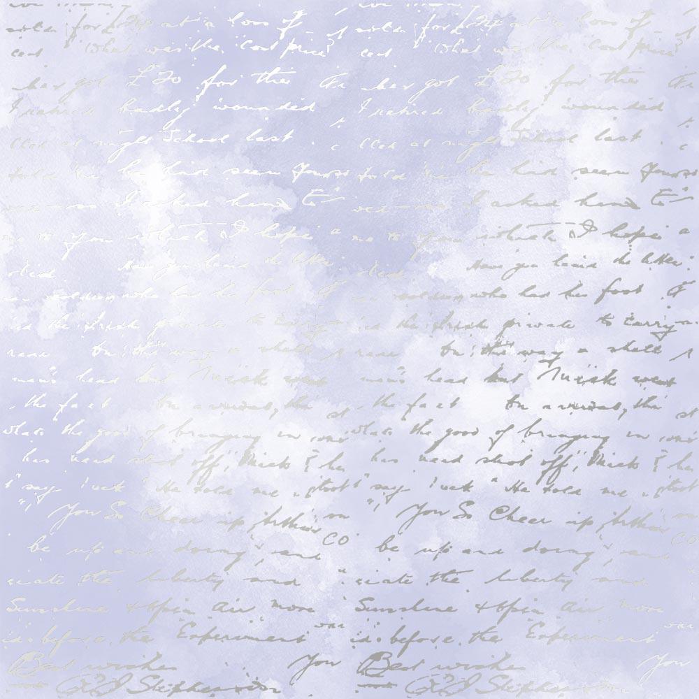 Лист бумаги односторонний Silver Text с серебряным тиснением 30,5х30,5 см Lilac/Watercolor