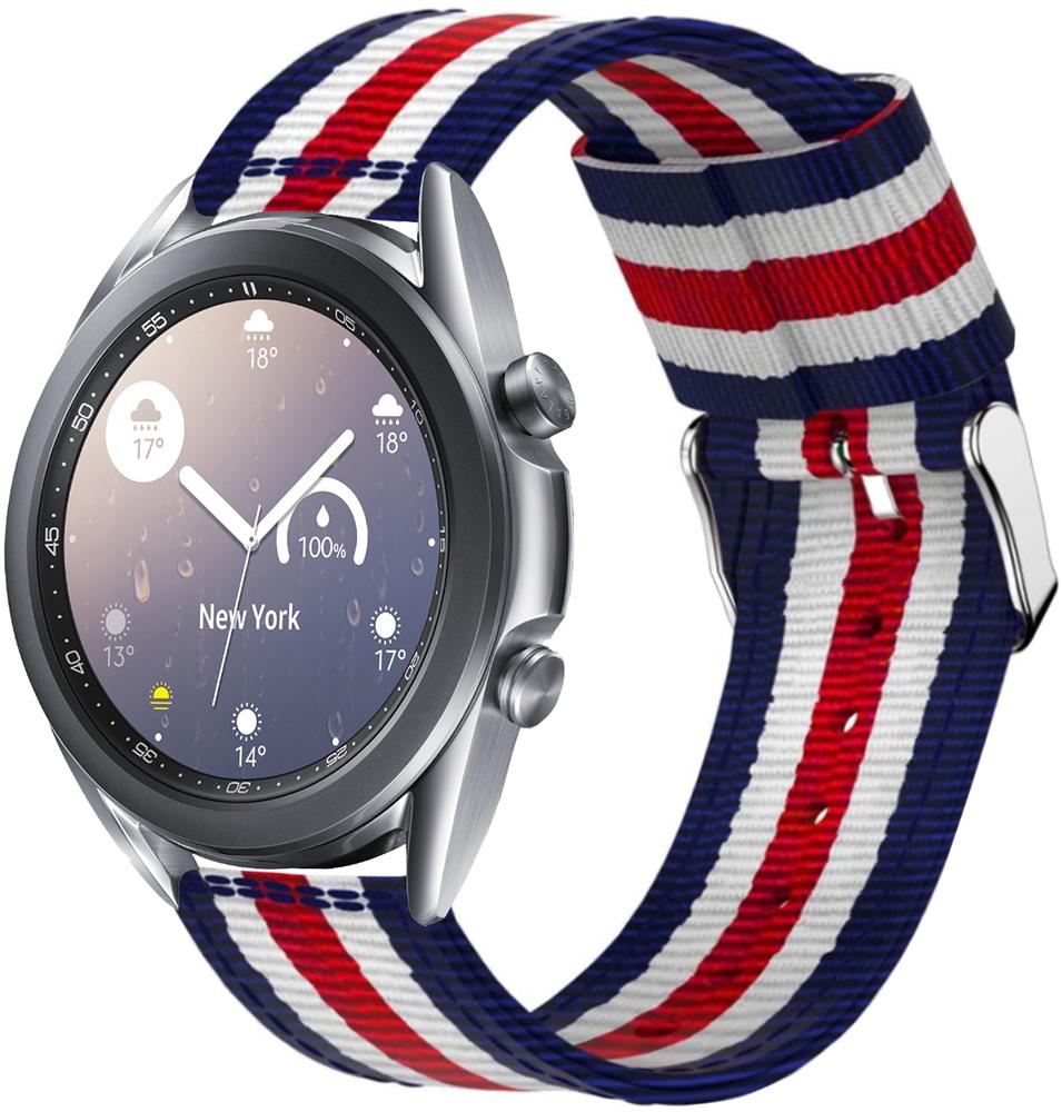 Ремінець тканинний Canvas для Galaxy Watch 3 41 мм Blue/White/Red (20530)