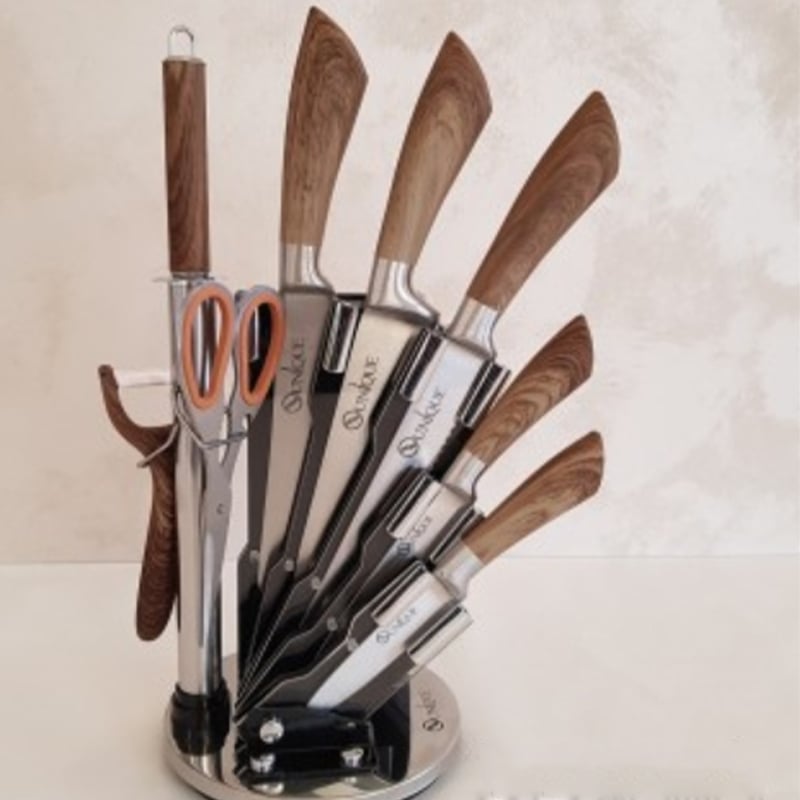 Набір ножів кухонних Unique UN-1833 wood нержавіюча сталь з підставкою 9 пр. (23793743) - фото 10 Набір ножів кухонних Unique UN-1833 wood нержавіюча сталь з підставкою 9 пр. (23793743) - фото 10