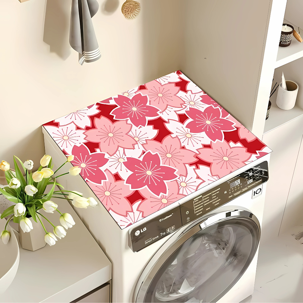Килимок на пральну машину Квіти захисний вологопоглинаючий гумовий пилозахисний квадратний 60х60 см Рожевий Килимок на пральну машину Квіти захисний вологопоглинаючий гумовий пилозахисний квадратний 60х60 см Рожевий