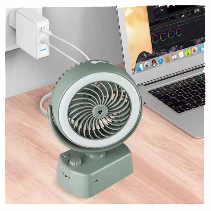 Вентилятор акумуляторний 3в1 YT-M2028 USB із зволоженням та підсвічуванням Зелений - фото 2 Вентилятор акумуляторний 3в1 YT-M2028 USB із зволоженням та підсвічуванням Зелений - фото 2