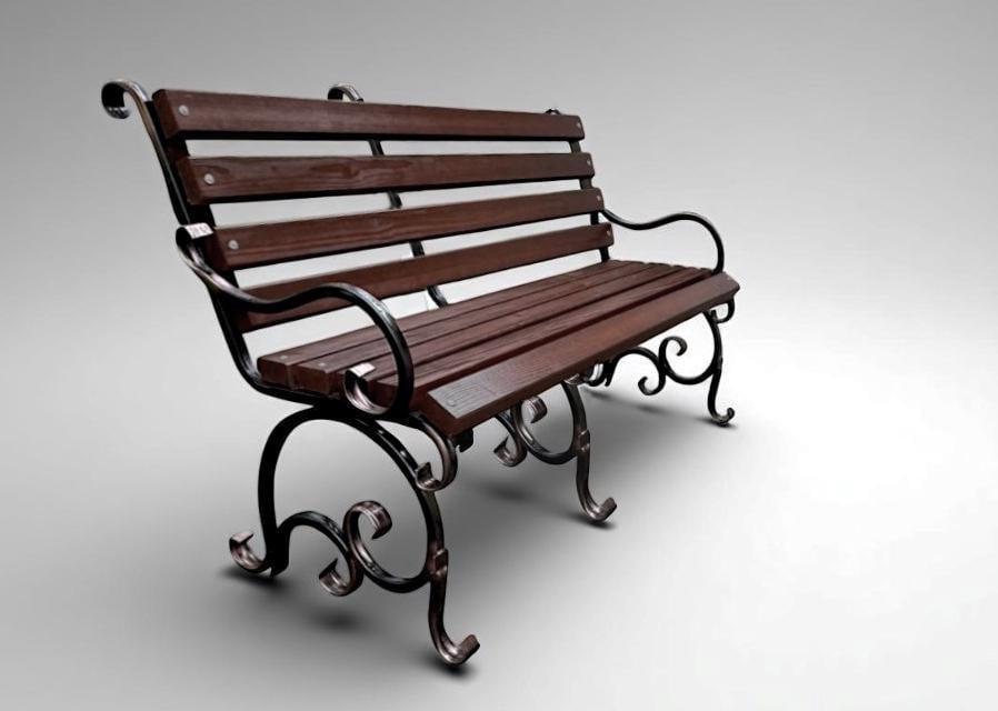 Скамейка садовая кованая Tobi Sho Дольче с подлокотниками для дачи террасы 220 см Орех (sr59026) - фото 3