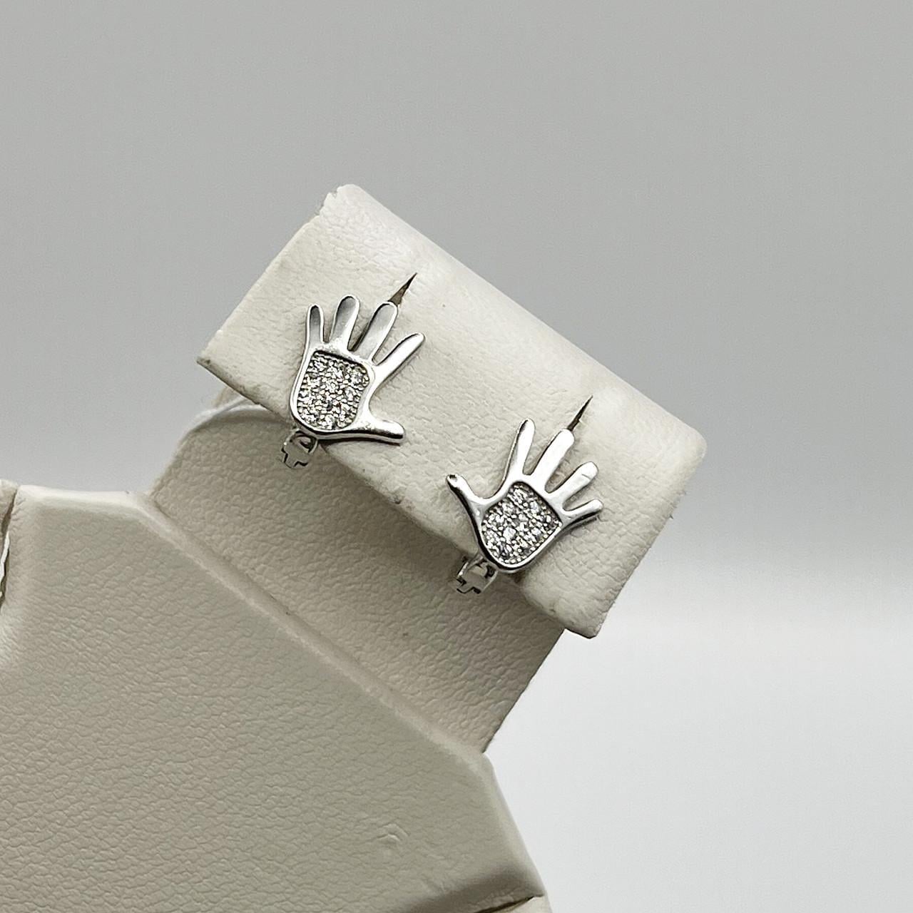 Серебряные серьги Долоньки с кубическим цирконием 1,87 г (2555949334) Серебряные серьги Долоньки с кубическим цирконием 1,87 г (2555949334)