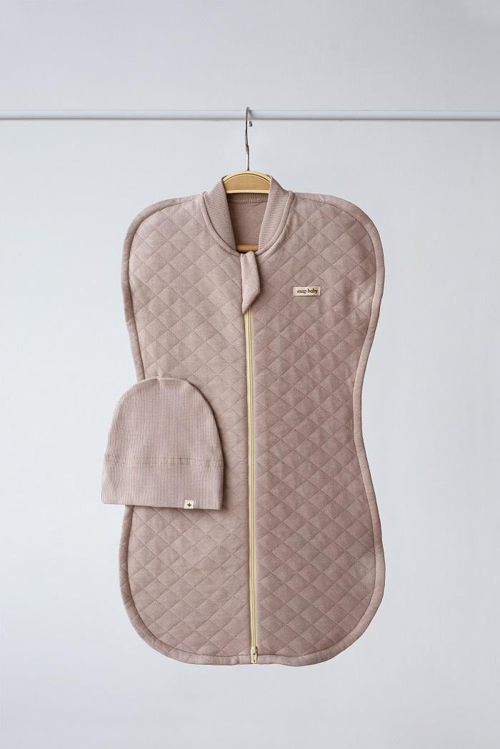 Пеленка-кокон с шапочкой Kappi MagBaby детская утепленная на молнии 0-3 мес. Мокко (4458)