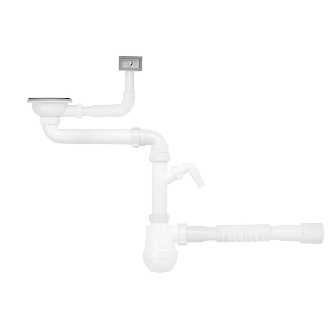 Сифон для кухонної мийки Kroner KRP KS02S-1/3 з відводом для пральної машини 1/2" 40/50 мм (CV032076)