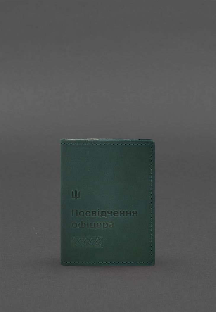 Обложка кожаная для удостоверения офицера 9.2 Crazy Horse Зеленый (A-028363)