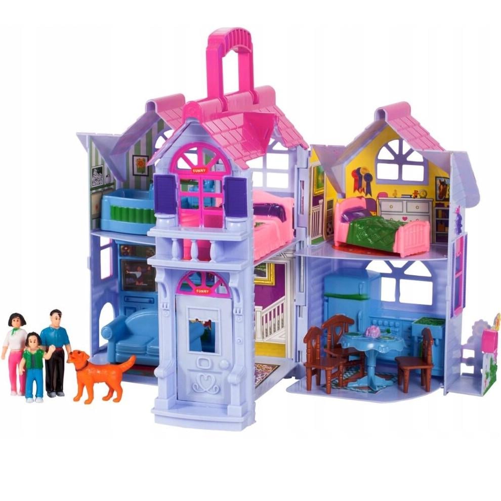 Дом для кукол двухэтажный раскладной с мебелью и фигурками (30465185)
