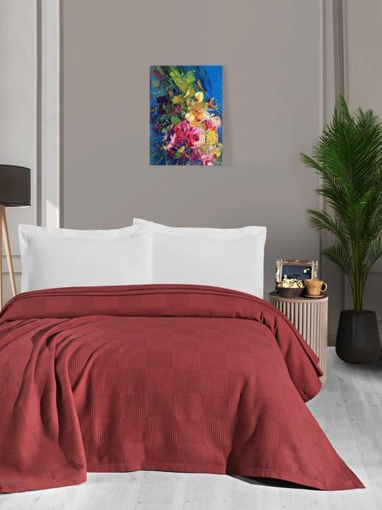 Покривало-піке вафельне Bysungur з бавовни 220х240 см Цегляний (29108808)