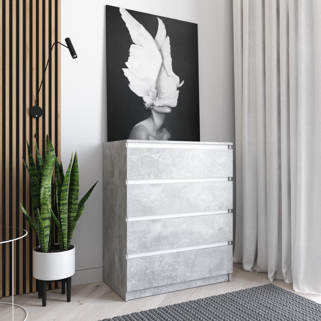 Комод з шухлядами Вайс R-4 80х40х98 см Бетон-Білі планки (30310072) - фото 1 Комод з шухлядами Вайс R-4 80х40х98 см Бетон-Білі планки (30310072) - фото 1