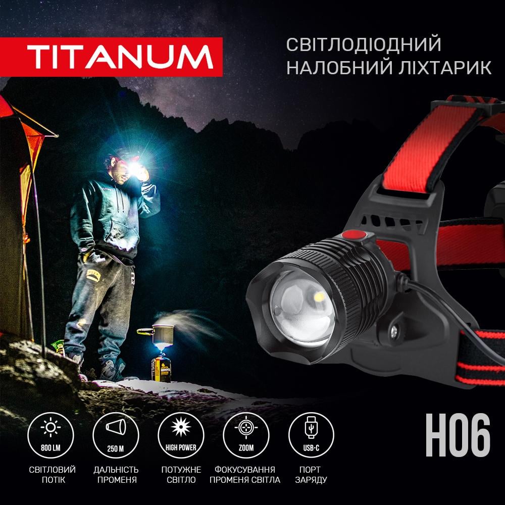 Фонарик налобный светодиодный TITANUM TLF-H06 800Lm 6500K (55450) - фото 3