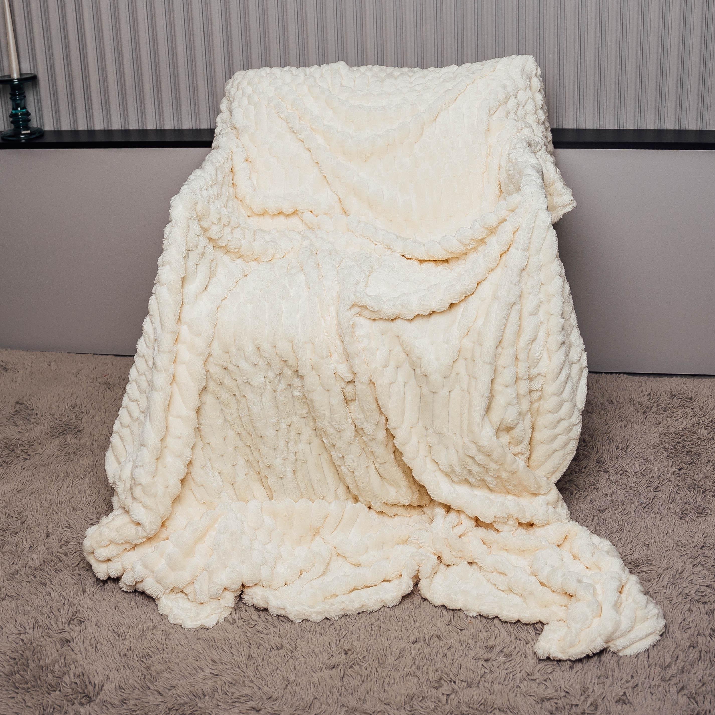 Плед LUX тиснение евро 200x230 см Молочный (88132)