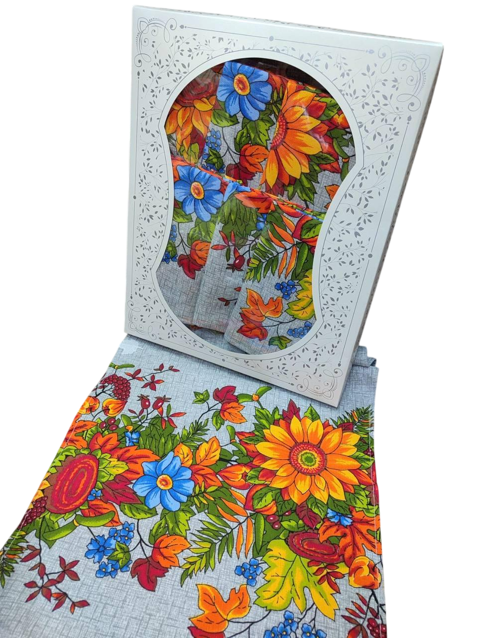 Набор скатерть с полотенцами лен 150х220 см/35х70 см 6 шт. (Д-Al-nabir-lyon-008-02)