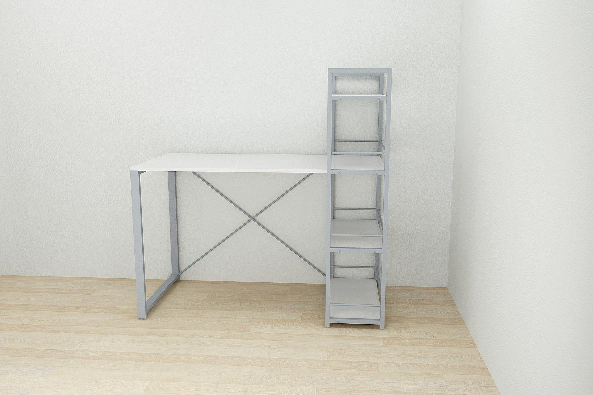 Письменный стол Ferrum-decor Konekt с этажеркой металл/ДСП 16 мм Серый/Белый (FRD-104230) - фото 2